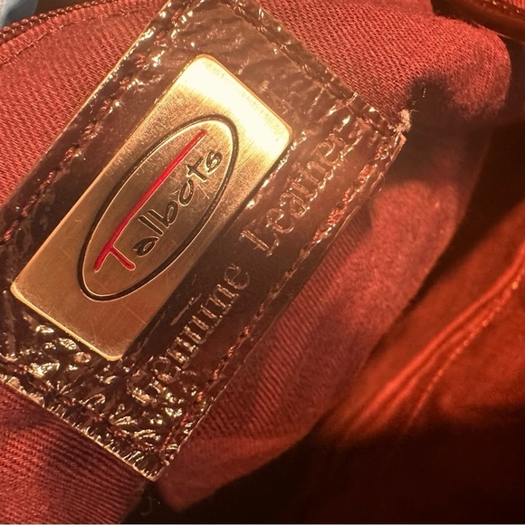 Talbots Vintage Shiny Quilted Leather Shoulder Bag Satchel Purse Dark Burgundy - Picture 3 of 16